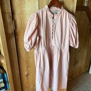 Light pink puff sleeve dress with button front